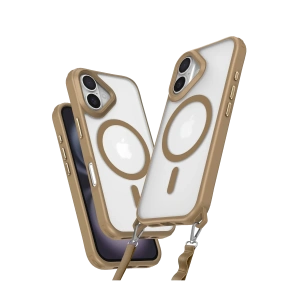 Hubrendy Bez Apple iPhone 16 Plus Kılıf Enka Magsafe Silikon Kılıf - Desert