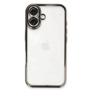 Hubrendy Bez Apple iPhone 16 Plus Kılıf Lensli Silikon - Titanyum Gri