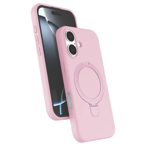 Hubrendy Bez Apple iPhone 16 Regal Magsafe Standlı Kapak - Açık Pembe