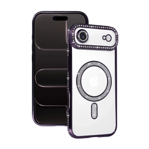 Hubrendy Bez Apple iPhone 17 Air Joke Simli Magneticsafe Kılıf - Derin Mor