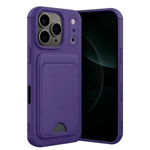 Hubrendy Bez Apple iPhone 17 Pro Kelvin Kartvizitli Silikon - Derin Mor