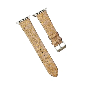 Hubrendy Bez Apple Watch 38mm Creeper Desenli Kordon - Gold