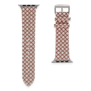 Hubrendy Bez Apple Watch 38mm Karo Motif Kordon - Pembe