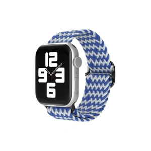 Hubrendy Bez Apple Watch 38mm Star Kordon - Zigzag Beyaz-Mavi