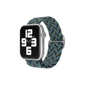 Hubrendy Bez Apple Watch 38mm Star Kordon - Zigzag Mavi-Yeşil