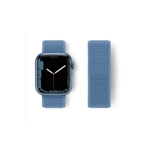 Hubrendy Bez Apple Watch 42mm Hasırlı Cırtcırtlı Kordon - Mavi
