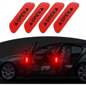 Hubrendy Bez Araba Kapı Açık Uyarı Reflektörü Etiket Sticker 4lü 9.5x2.5cm Kırmızı