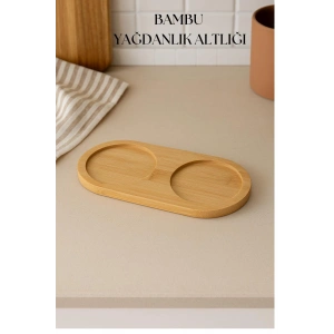 Hubrendy Bez Bambu Yağdanlık Altlığı Çift Yuvalı 9x19 Cm