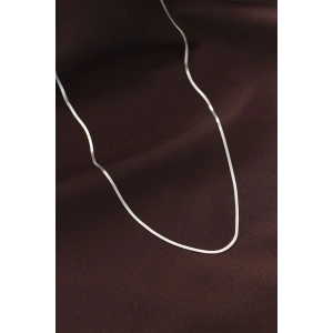 Hubrendy Bez Çelik Gümüş Renk 60 cm İnce İtalyan Zincir Kolye