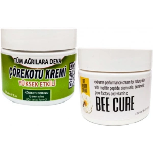 Hubrendy Bez Çörek Otu Kremi Orta Boy 100 ml Krem + Bee Cure Krem 150 ml / Sırt Bel Kas Diz Dirsek Iskelet Agrilarina Masaj Seti