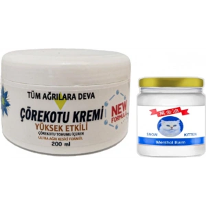 Hubrendy Bez Çörek Otu Kremi White Box 200 ml + Snow Kitten 50 ml Menthol Balm / Seti