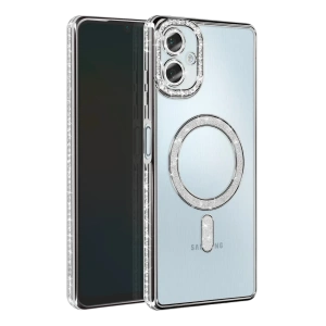 Hubrendy Bez Samsung Galaxy A06 Joke Simli Magneticsafe Kılıf - Gümüş