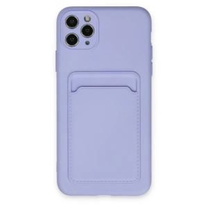 Hubrendy Bez Apple iPhone 11 Pro Max Kılıf Kelvin Kartvizitli Silikon - Lila