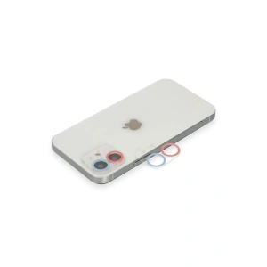 Hubrendy Bez Apple iPhone 11 Renkli Kamera Lens Koruma Cam - Pembe-Mavi