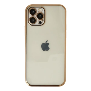 Hubrendy Bez Apple iPhone 12 Pro Kılıf Lensli Silikon - Gold