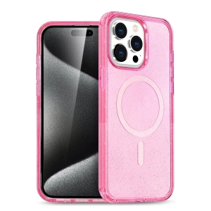 Hubrendy Bez Apple iPhone 14 Pro Max Kılıf Star Magsafe Kapak - Pembe