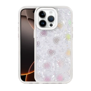 Hubrendy Bez Apple iPhone 15 Pro Lumi Desenli Kapak - Beyaz