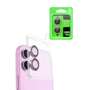 Hubrendy Bez Apple iPhone 16 Raze Metal Kamera Lens - Pembe
