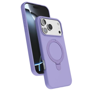 Hubrendy Bez Apple iPhone 17 Pro Regal Magsafe Standlı Kapak - Lila