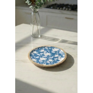 Hubrendy Bez Mango Agacı Pasta Tabağı & Sunum Tabağı 20 Cm Desenli