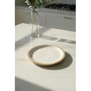 Hubrendy Bez Mango Agacı Pasta Tabağı & Sunum Tabağı 20 Cm Krem