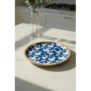 Hubrendy Bez Mango Agacı Servis Tabağı & Sunum Tabağı 25 Cm Desenli