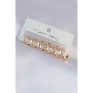 Hubrendy Bez Pirinç Gold Renk Oval Küpe Seti
