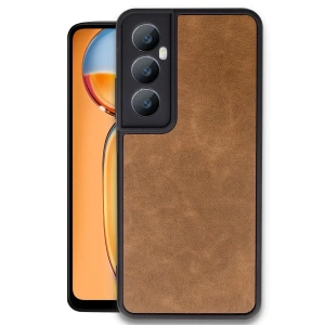 Hubrendy Bez Realme C65 Kılıf Aras Deri Kapak - Taba