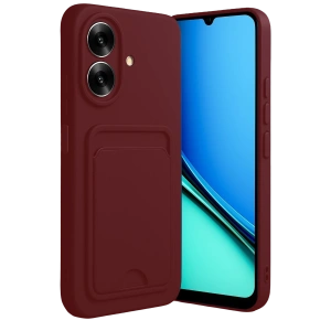 Hubrendy Bez Realme Note 60 Kelvin Kartvizitli Silikon - Bordo