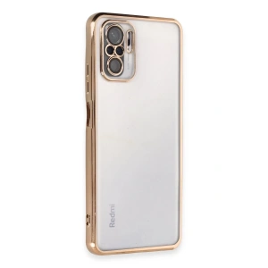 Hubrendy Bez Xiaomi Redmi Note 10 Kılıf Lensli Silikon - Gold