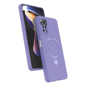 Hubrendy Bez Xiaomi Redmi Note 12 Pro 4G Regal Magsafe Standlı Kapak - Lila