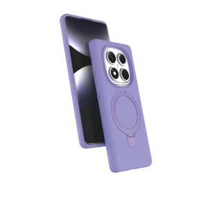 Hubrendy Bez Xiaomi Redmi Note 14 Pro 5G Regal Magsafe Standlı Kapak - Lila