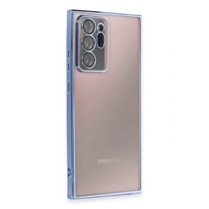 Hubrendy Bez Samsung Galaxy Note 20 Ultra Kılıf Lensli Silikon - Açık Mavi