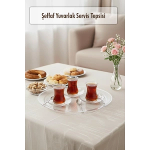 Hubrendy Bez Şeffaf Yuvarlak Servis Tepsisi 33 cm