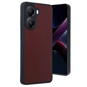 Hubrendy Bez Xiaomi Poco X7 Pro Kılıf Aras Deri Kapak - Bordo