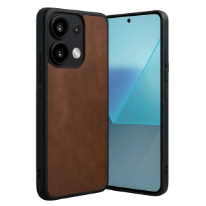 Hubrendy Bez Xiaomi Redmi Note 13 4G Kılıf Aras Deri Kapak - Taba