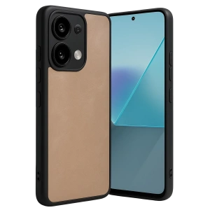 Hubrendy Bez Xiaomi Redmi Note 13 Pro 5G Kılıf Aras Deri Kapak - Pudra