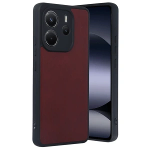 Hubrendy Bez Xiaomi Redmi Note 14 4G Kılıf Aras Deri Kapak - Bordo