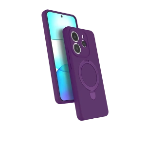 Hubrendy Bez Xiaomi Redmi Note 14 4G Regal Magsafe Standlı Kapak - Derin Mor