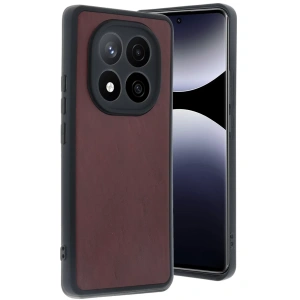 Hubrendy Bez Xiaomi Redmi Note 14 Pro 4G Kılıf Aras Deri Kapak - Bordo
