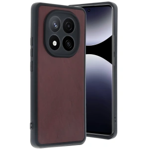 Hubrendy Bez Xiaomi Redmi Note 14 Pro 5G Kılıf Aras Deri Kapak - Bordo