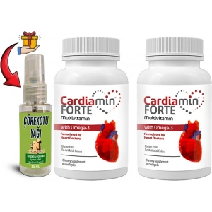 Hubrendy Bez Cardiamin Forte 2 Kutu Multivitaminli OMEGA3LÜ 60 Soft Jel Kapsüllü Formül + Çörek Otu Masaj Yağı 30 ml
