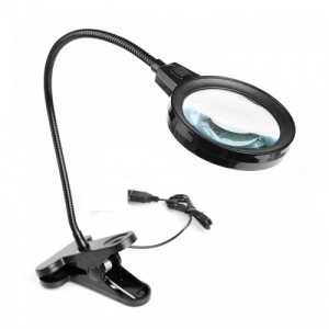 Hubrendy ÇER 12 Led Clipsli Işıklı Büyüteç Işıklı Masa Lambası Çalışma Lambası