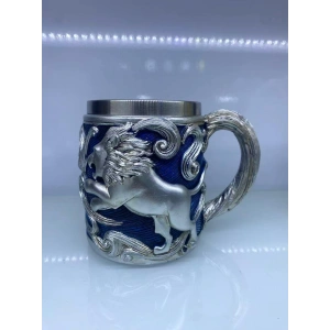 Hubrendy ÇER Aslan İşlemeli Çelik Kupa Bardak Kod 6974