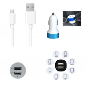 Hubrendy ÇER Çift Usb Girişli 3.1 Çıkışlı Seyahat Seti Android / Micro Usb