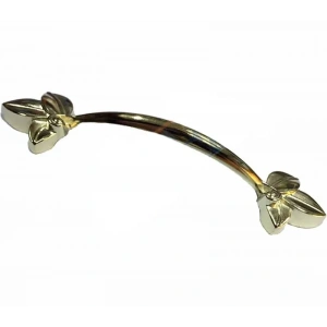 Hubrendy ÇER Dekoratif Zamak Yaprak Kulp - 96mm, Sarı, 1 Adet