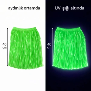 Hubrendy ÇER Neon Yeşil Hawaii Parti Eteği 40 Cm