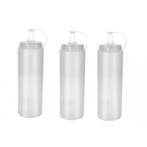 Hubrendy ÇER Şeffaf Sos Şişesi - 1000ml Dev Boy 3 Adet