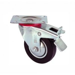 Hubrendy ÇER Servis Tekeri - Tablalı Frenli Siyah Döner - Çap 80 Mm
