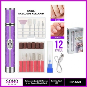 Hubrendy Emin ŞARJLI 12 BAŞLIKLI MANİKÜR SETİ
